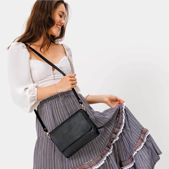 ⚡Portland Leather Women Black Handmade Finest Goods Metro Crossbody Bag - Picture 5 of 6